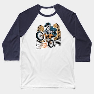 Skeleton - Cycling around the town Baseball T-Shirt